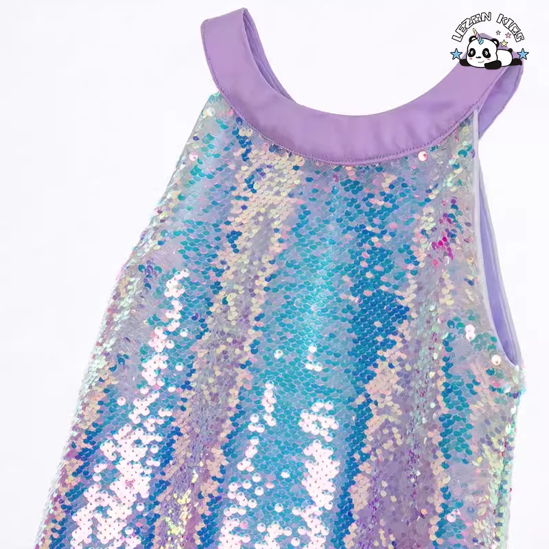 LEZONKIDS - Color Size Design Customization Summer Dress Daily Life Girls Dress Sequin Girls Dresses